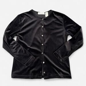 Vintage Y2K Black Velvet Button Cardigan